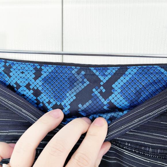 Lululemon Pace Rival Crop 22" Cyber Stripe Naval Blue Black - Picture 4 of 9